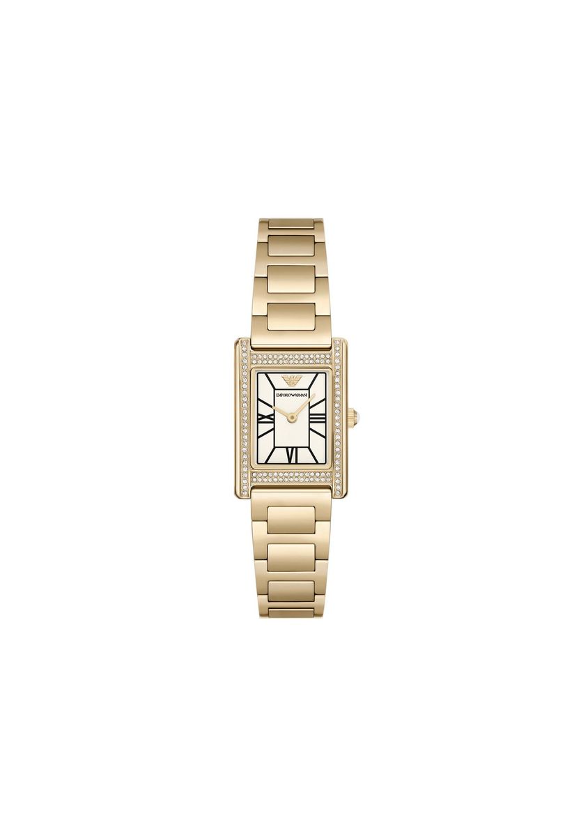 Elegante rechteckige Uhr mit Kristallbesatz
