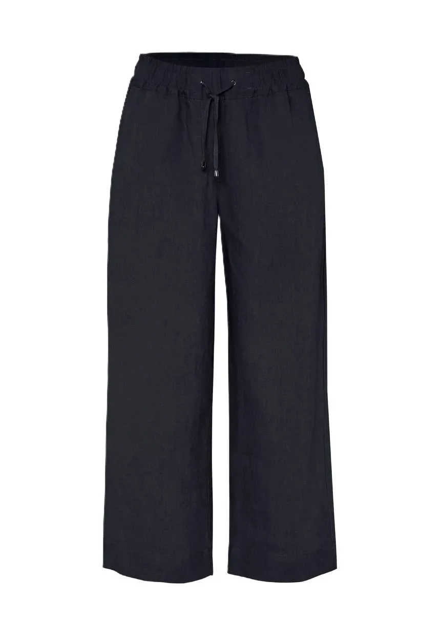 Hochtaillierte Leinen-Culotte mit Kordelzug