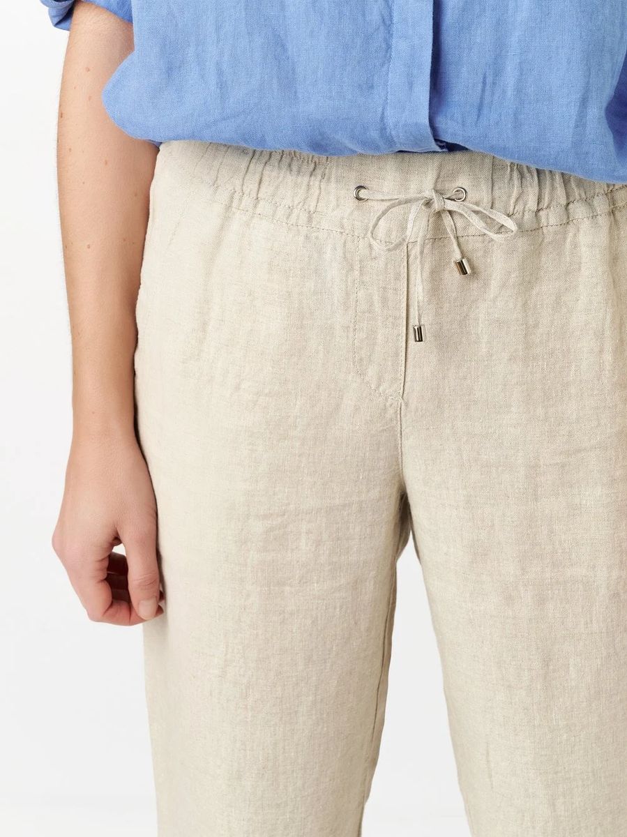 Hochtaillierte Leinenhose mit geradem Bein
