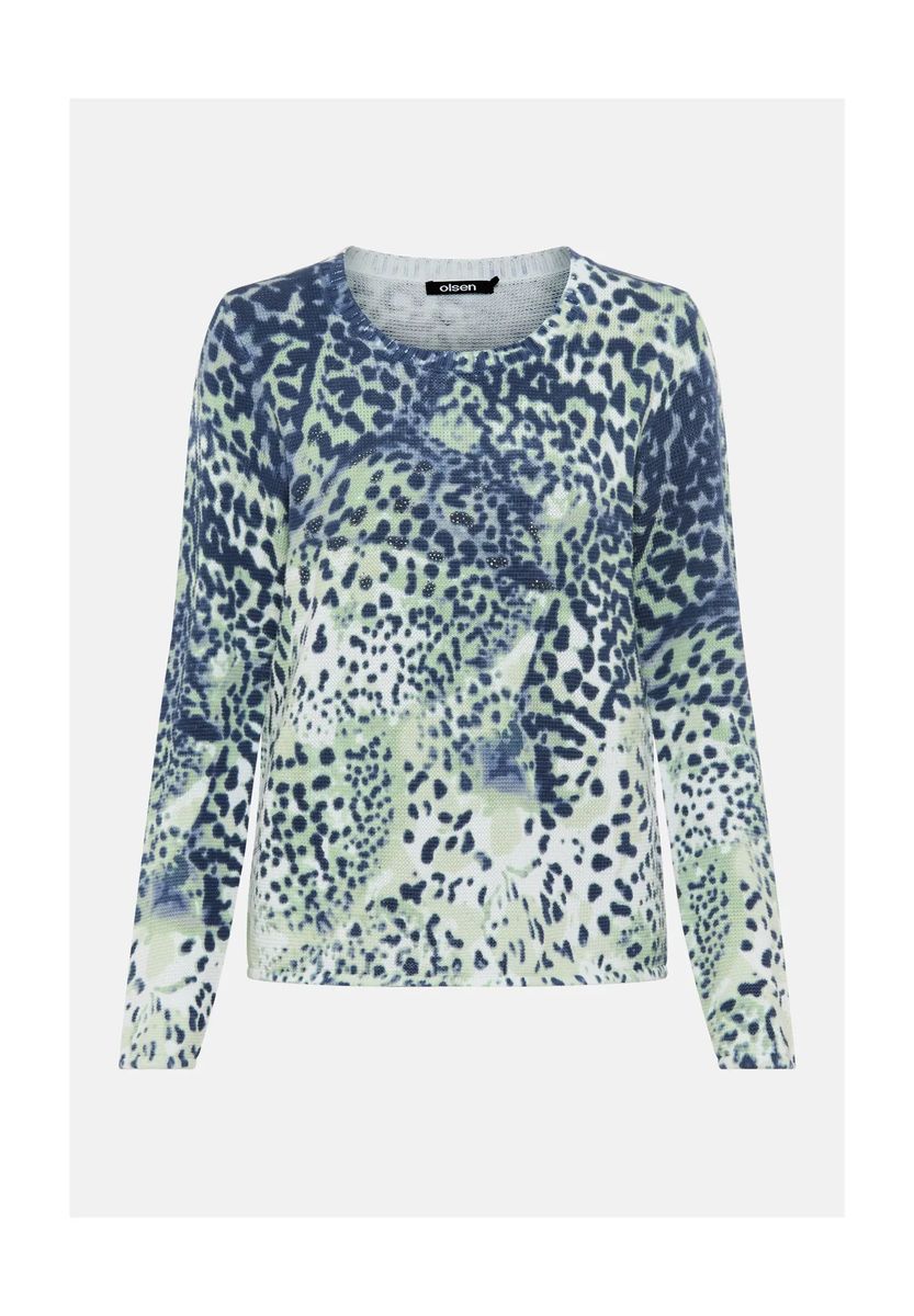 Baumwollpullover mit abstraktem Animal-Print