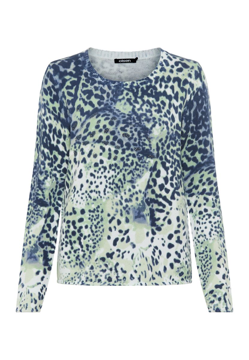 Baumwollpullover mit abstraktem Animal-Print