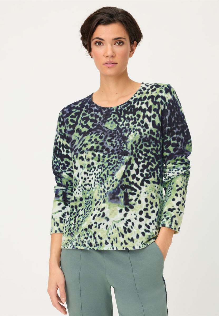 Baumwollpullover mit abstraktem Animal-Print