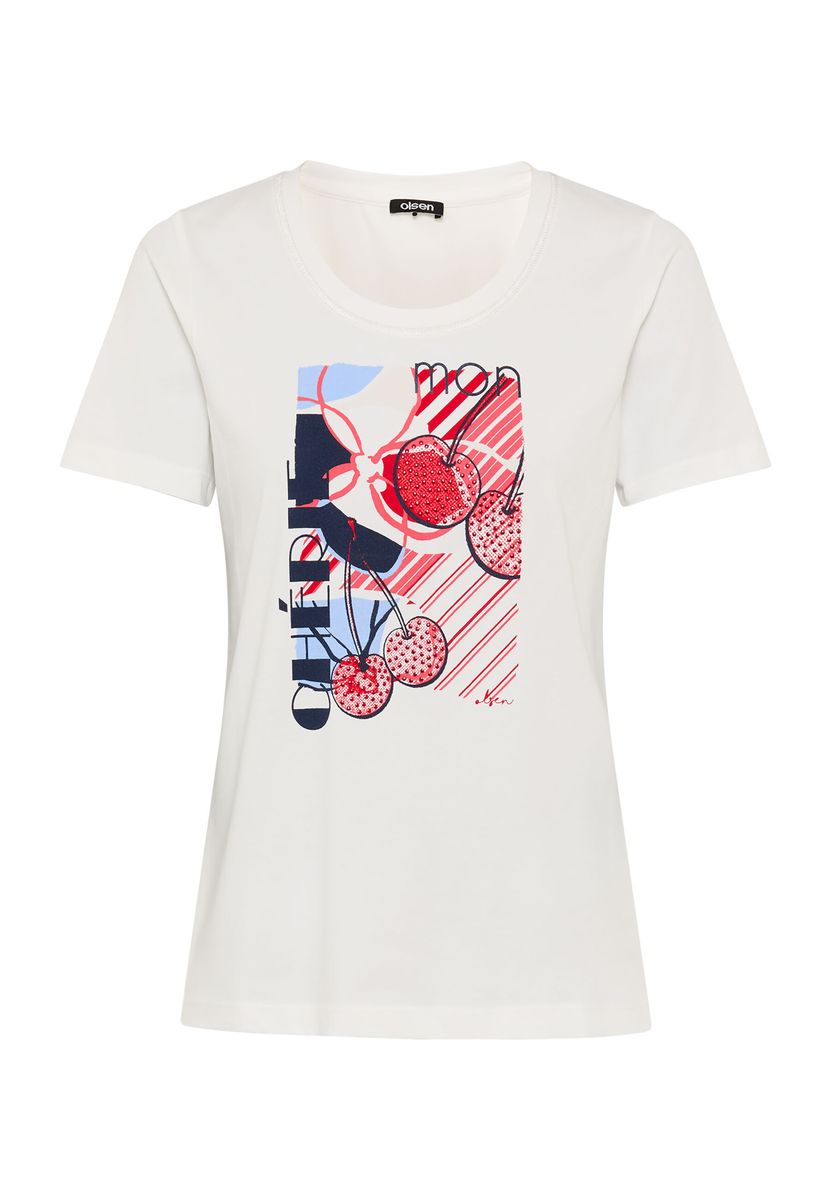 T-Shirt mit künstlerischem Kirsch-Print