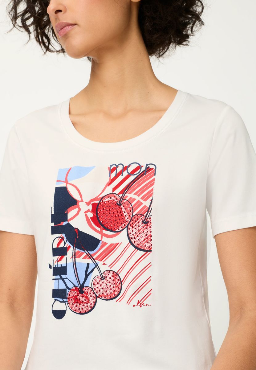 T-Shirt mit künstlerischem Kirsch-Print