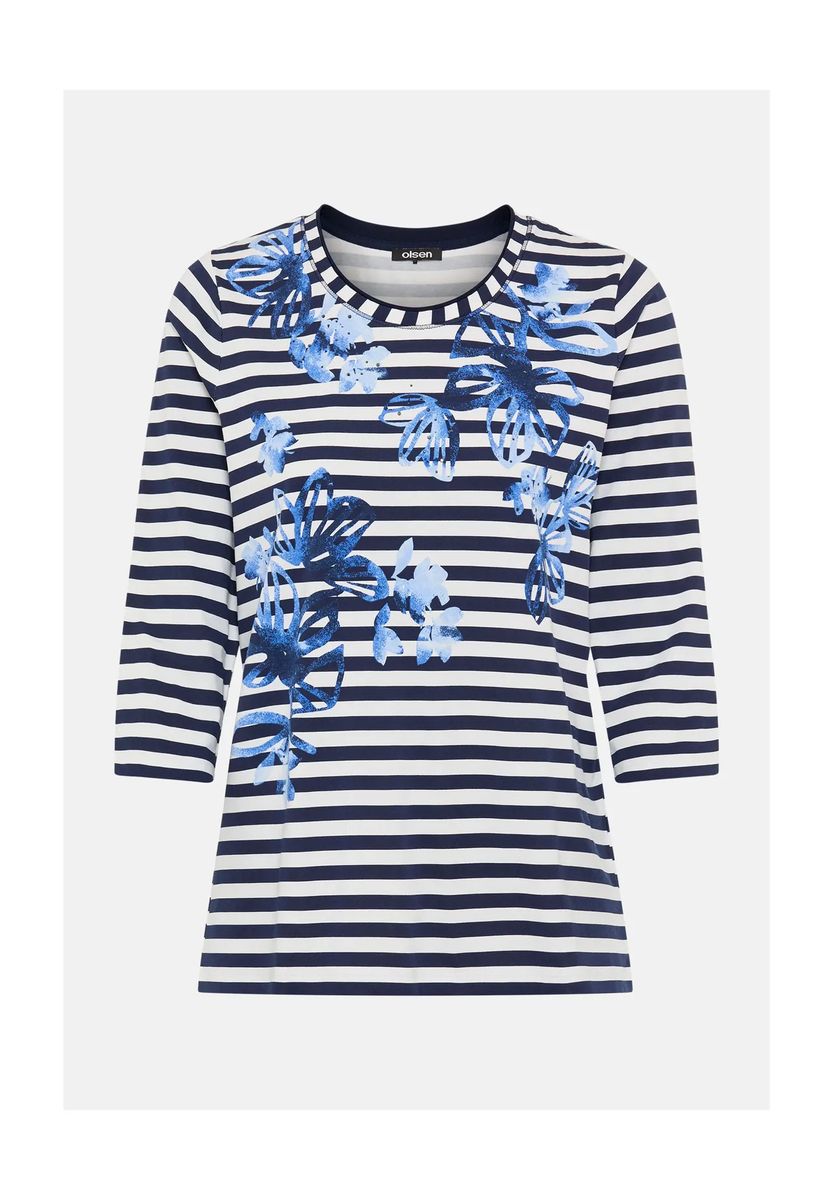 Gestreiftes Shirt mit Blumenmuster