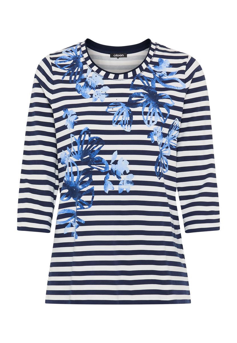 Gestreiftes Shirt mit Blumenmuster