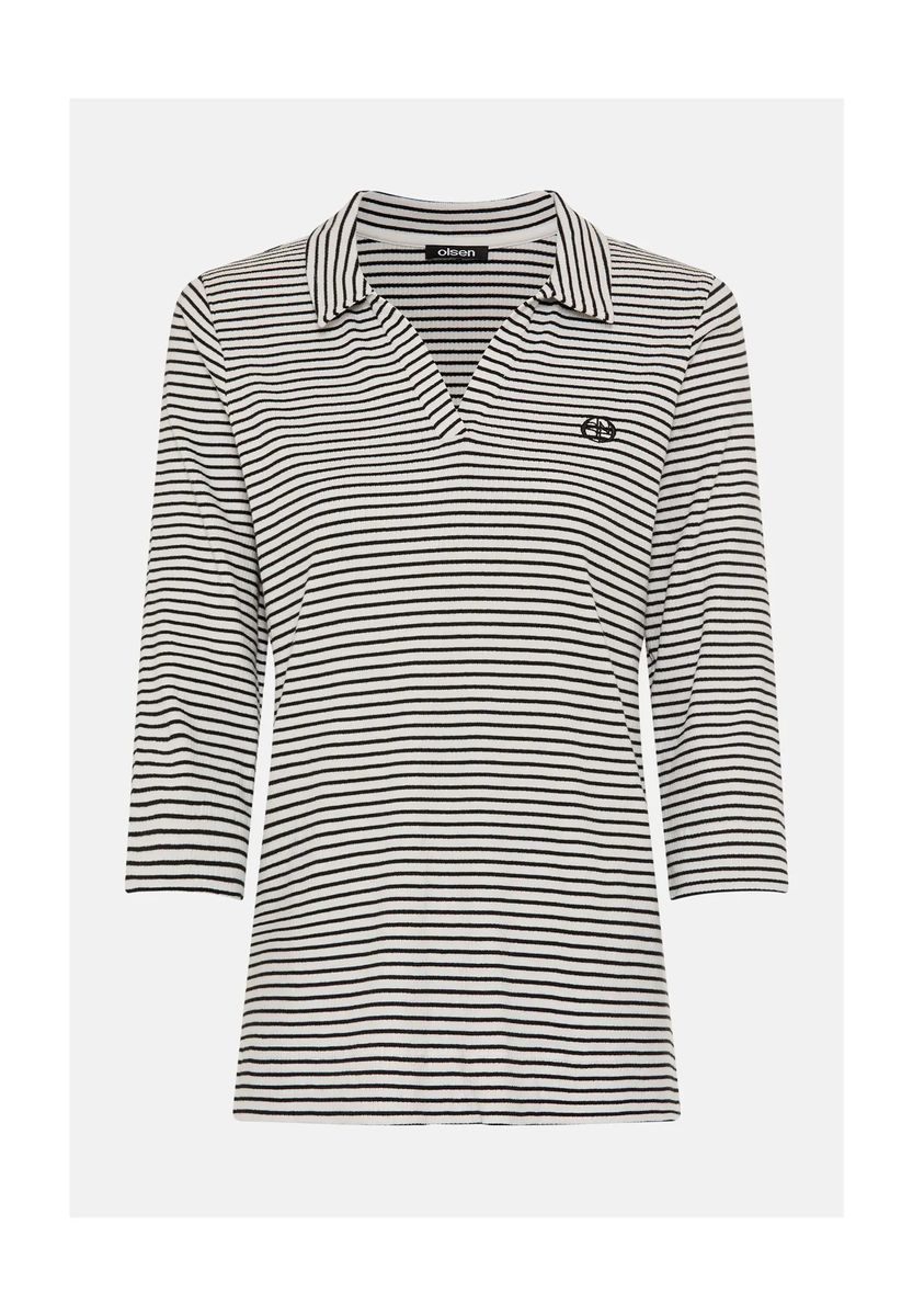 Gestreiftes Poloshirt mit 3/4-Arm