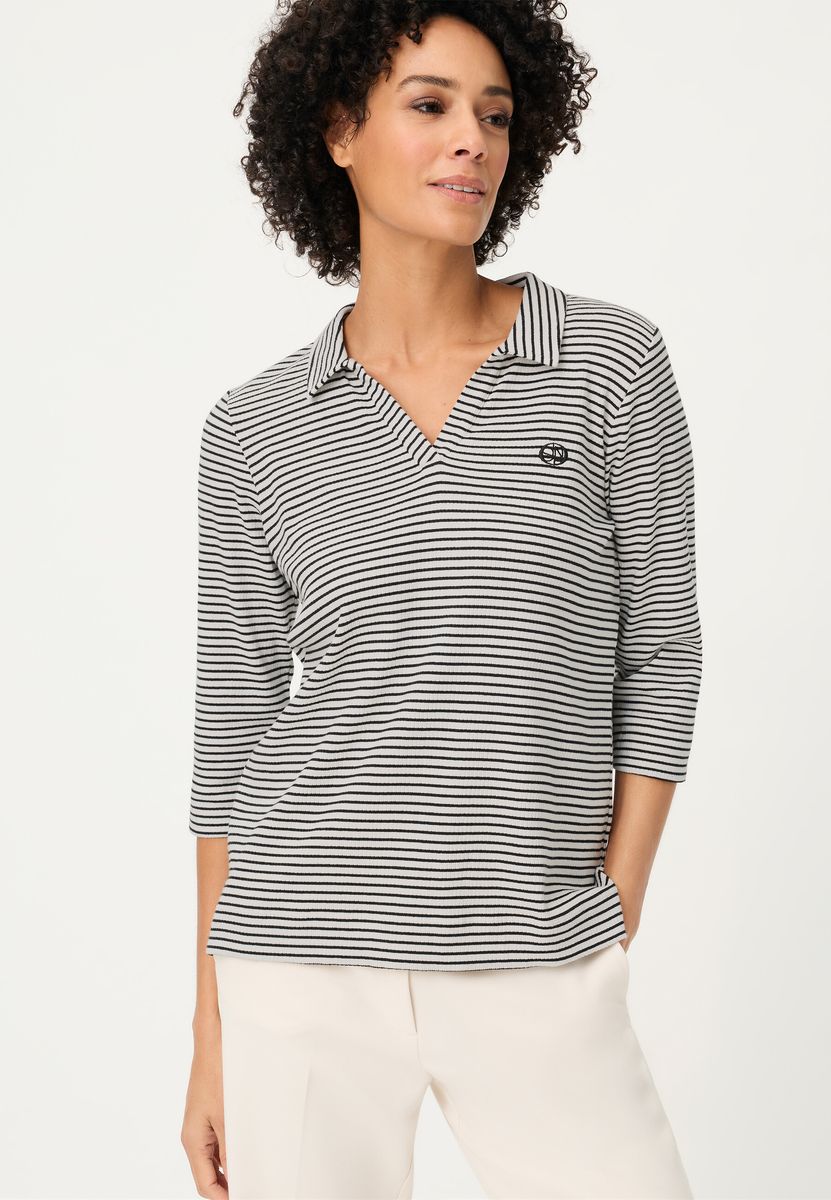 Gestreiftes Poloshirt mit 3/4-Arm