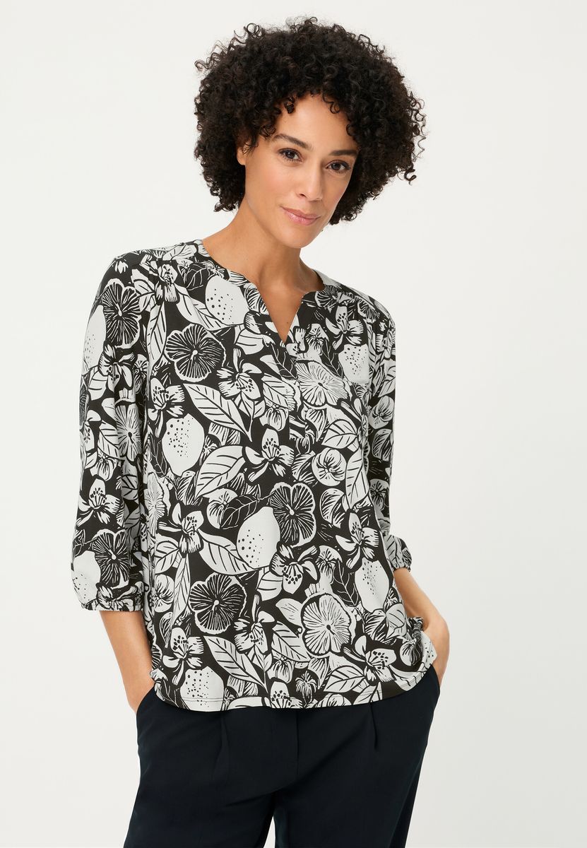 Fließende Tunika-Bluse mit Blumenmuster