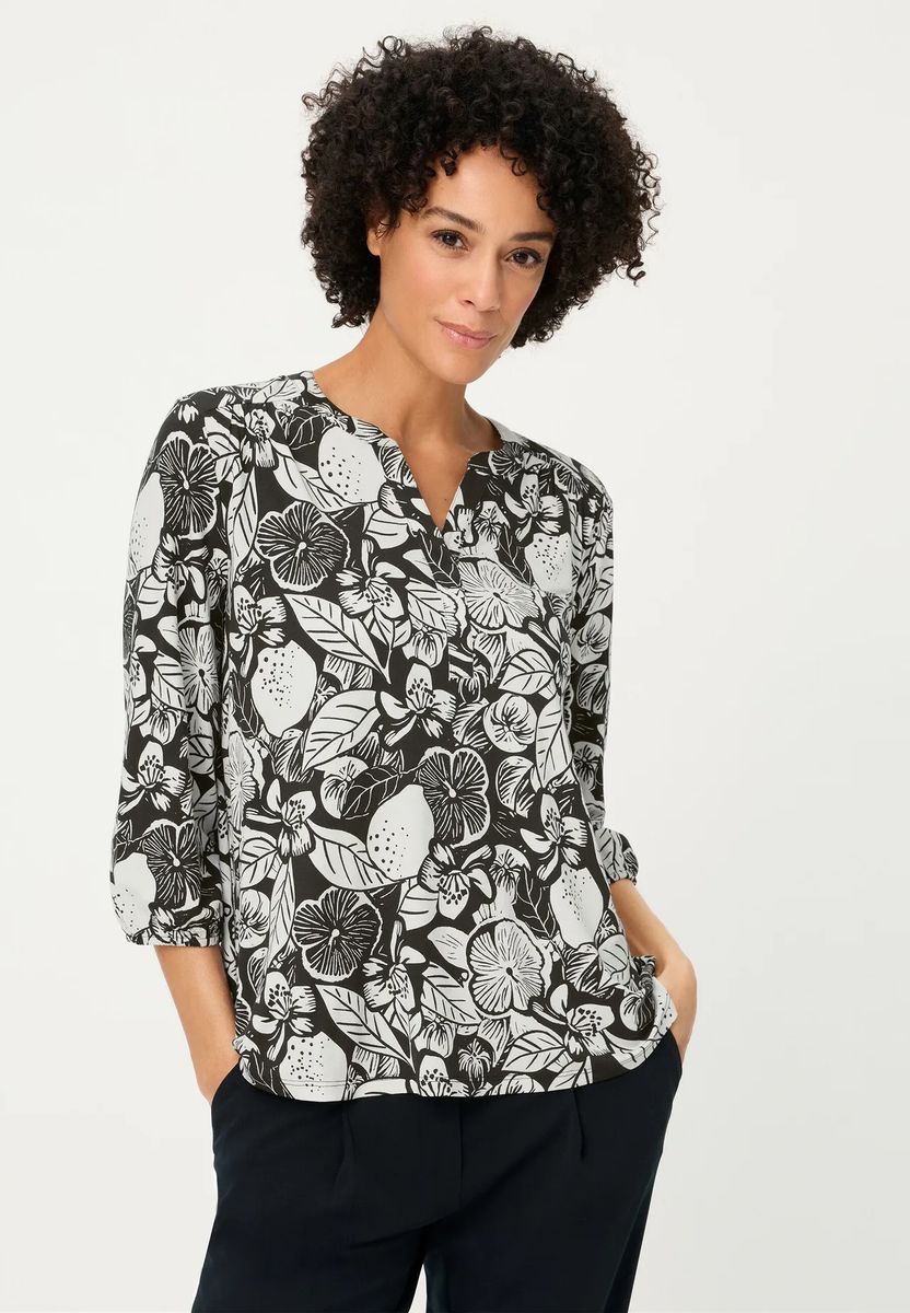 Fließende Tunika-Bluse mit Blumenmuster