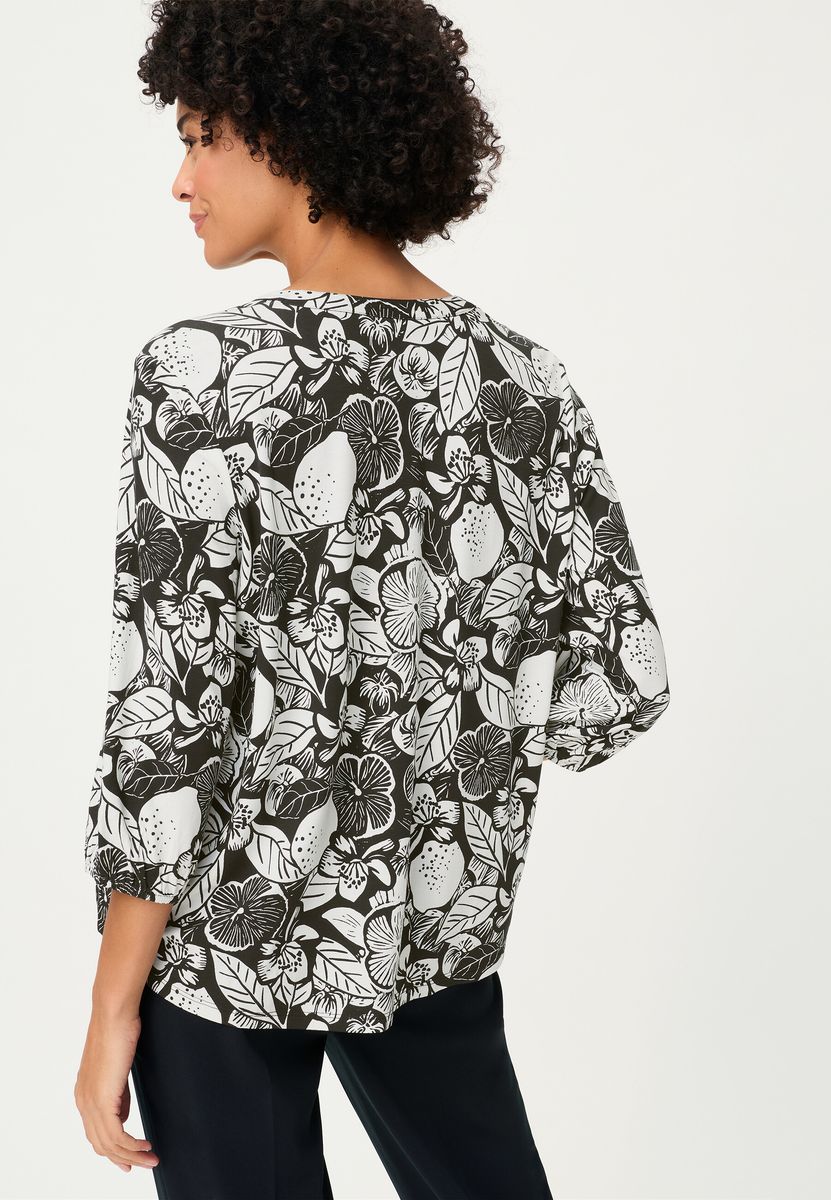 Fließende Tunika-Bluse mit Blumenmuster