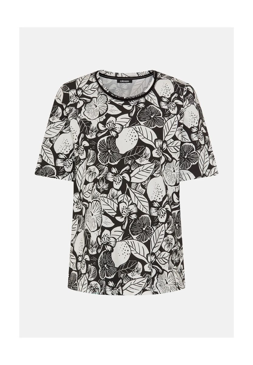 Tailliertes T-Shirt mit botanischem Druck