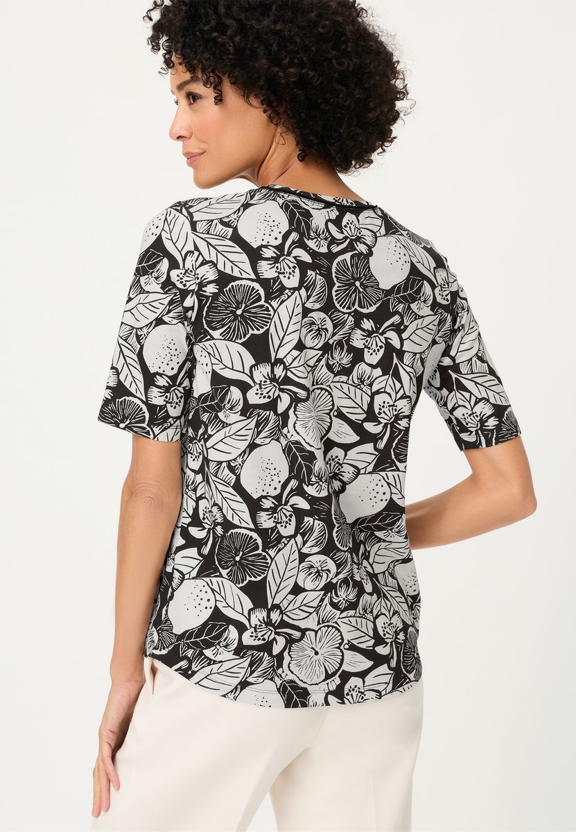 Tailliertes T-Shirt mit botanischem Druck