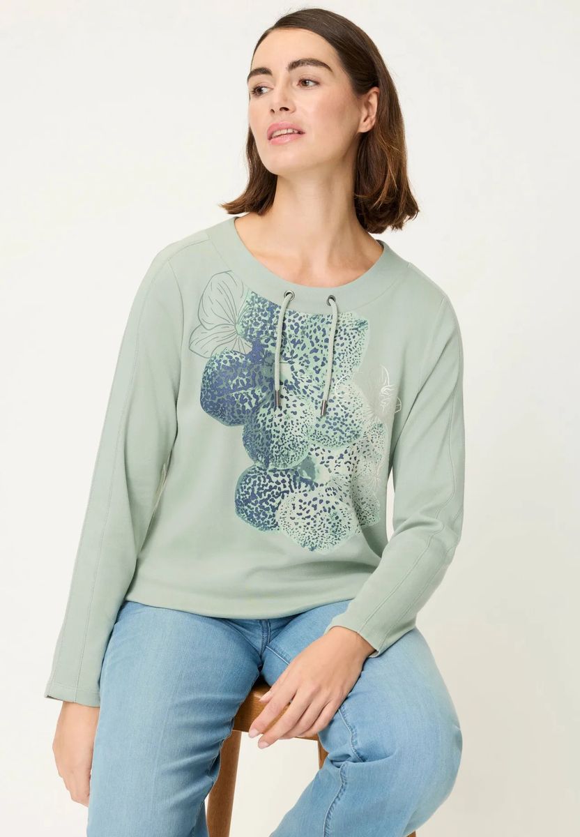 Sweatshirt mit floralem Print und Tunnelzug