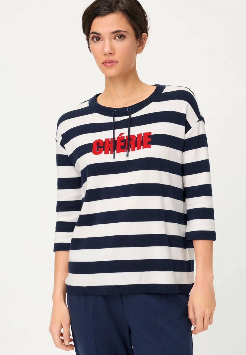 Gestreiftes Sweatshirt mit Lettering-Detail