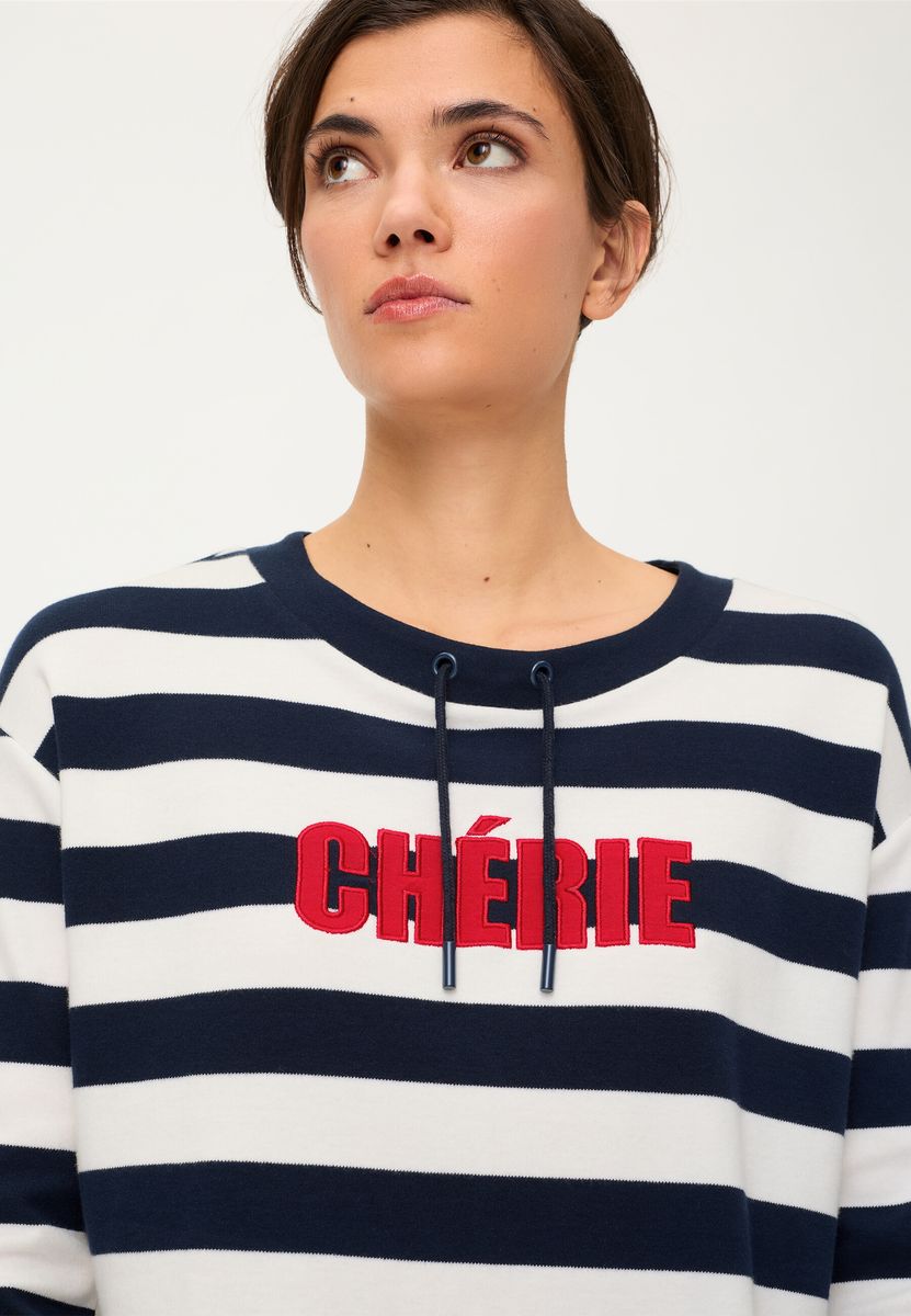 Gestreiftes Sweatshirt mit Lettering-Detail