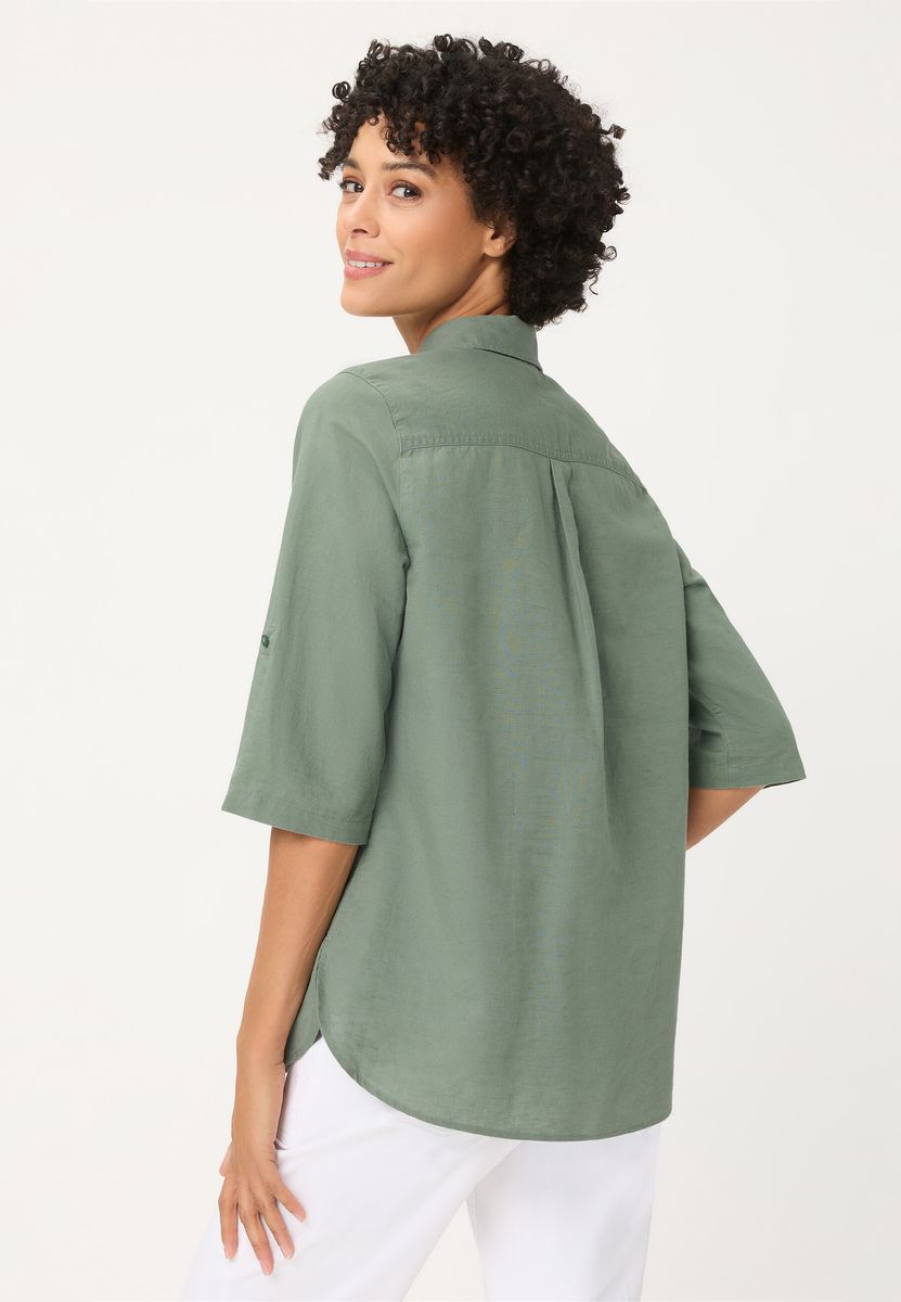 Moderne Leinen-Baumwoll-Hemdbluse