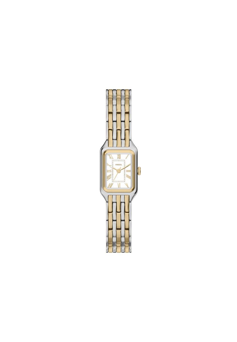 Elegante rechteckige zweifarbige Gliederarmbanduhr