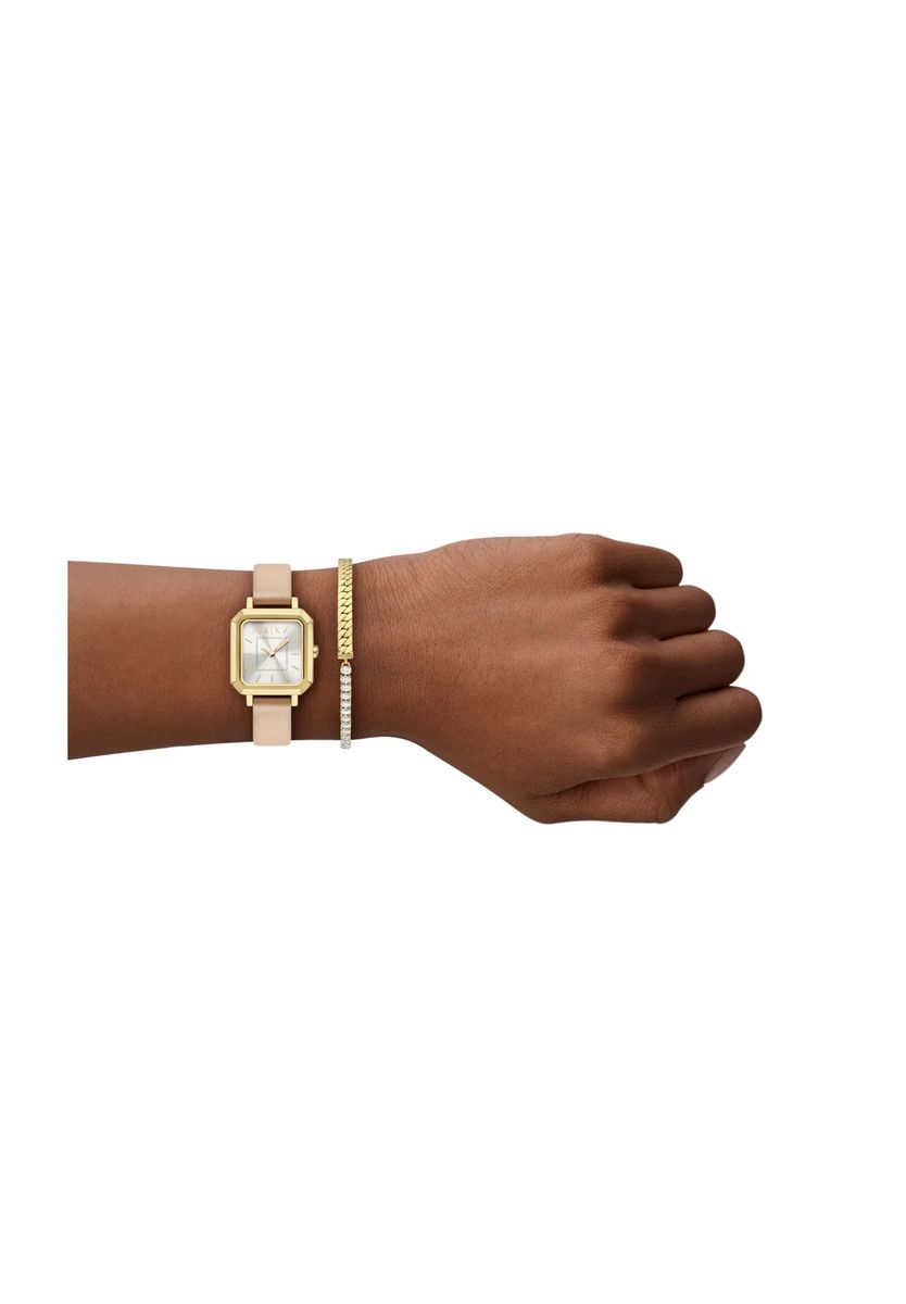 Uhren- und Armbandset mit quadratischem Gehäuse