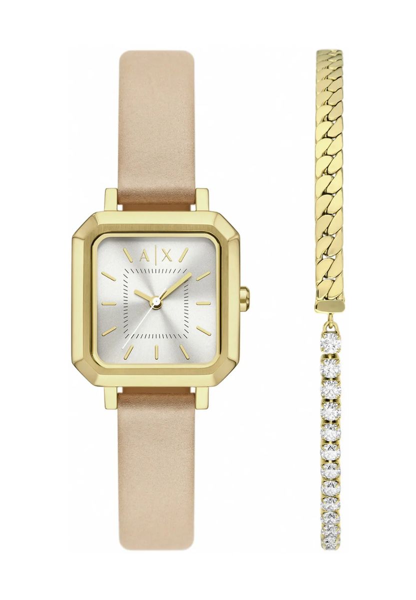 Uhren- und Armbandset mit quadratischem Gehäuse