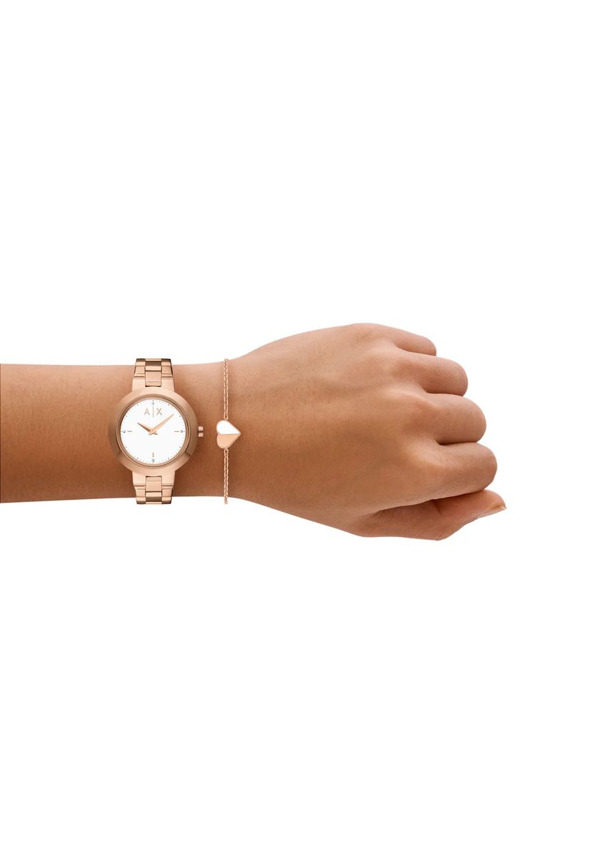 Minimalistisches Roségold-Uhrenset