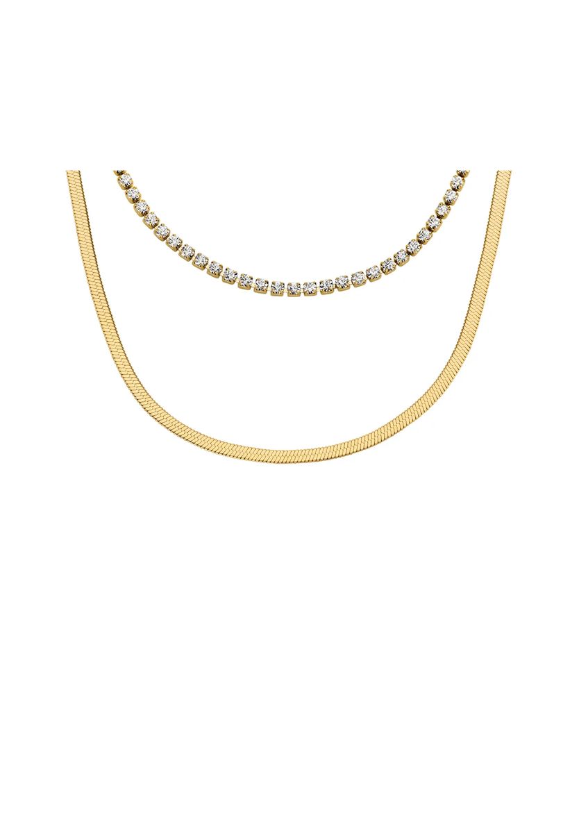 Mehrlagige Schlangenkette mit Tennis-Element