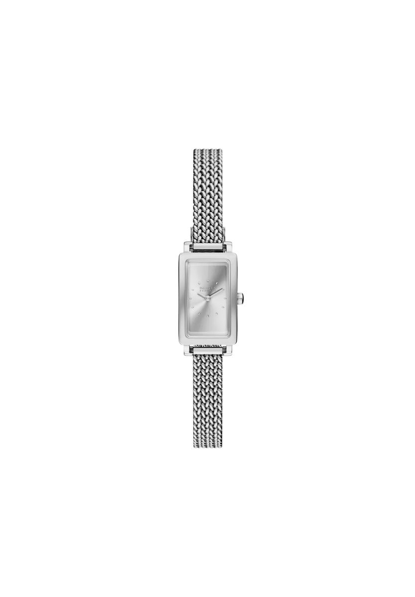 Elegante minimalistische rechteckige Mesh-Armbanduhr