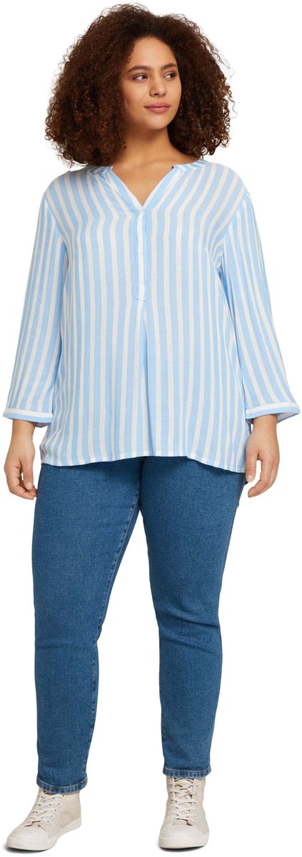 Gestreifte Henley-Ausschnitt Bluse