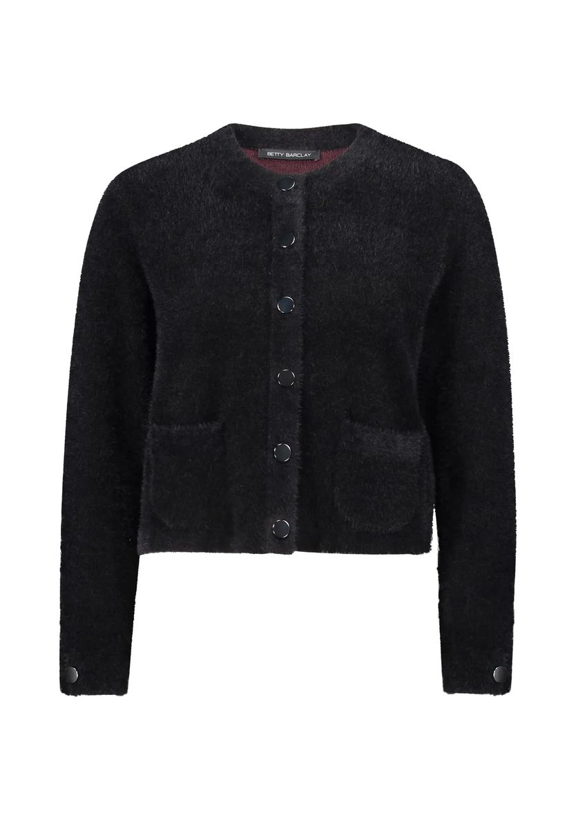 Moderner flauschiger Rundhals-Cardigan