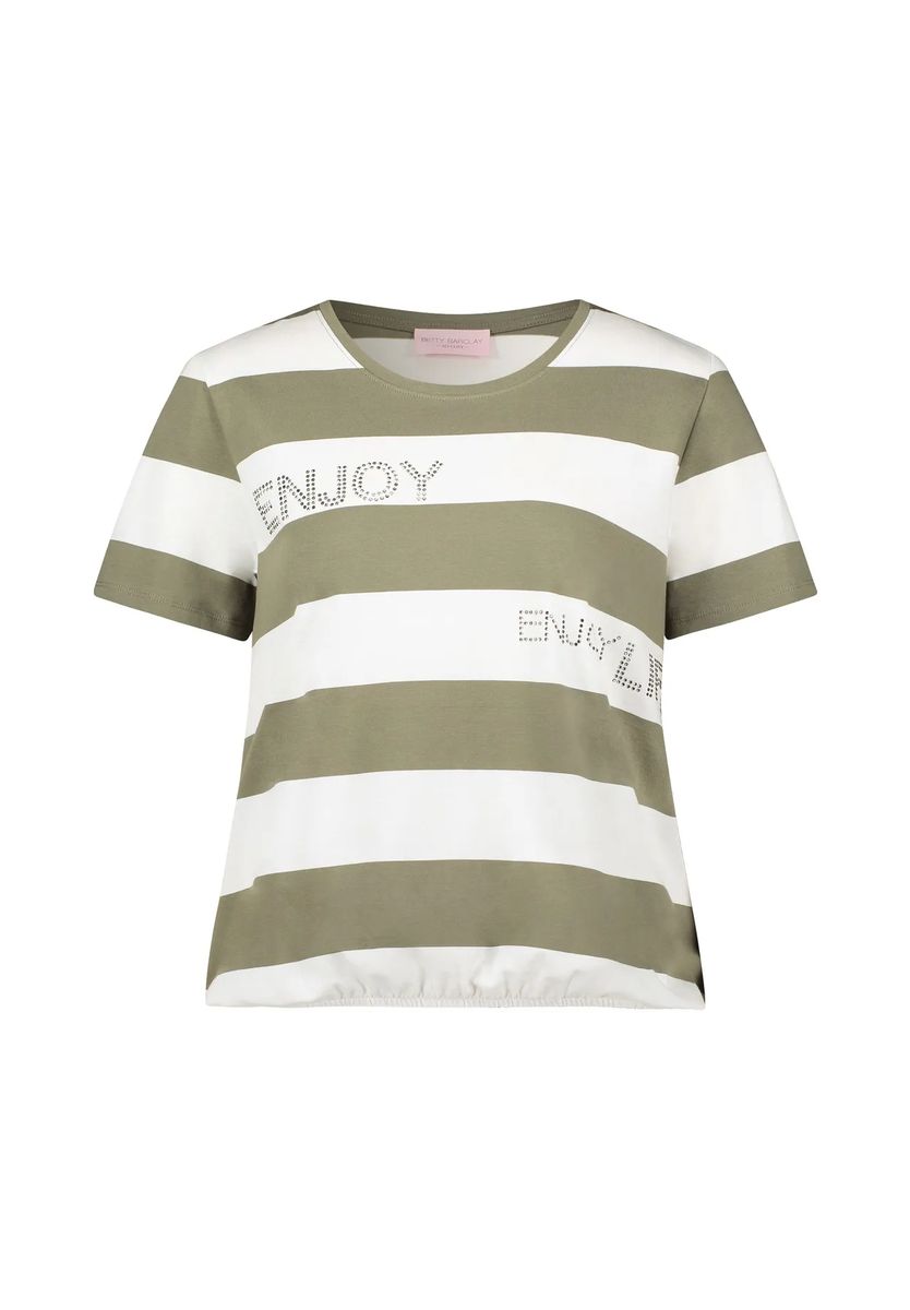 Gestreiftes T-Shirt mit Strass-Details