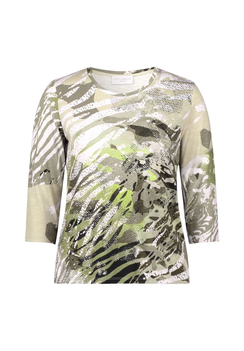 Bedrucktes Shirt mit Dreiviertelarm