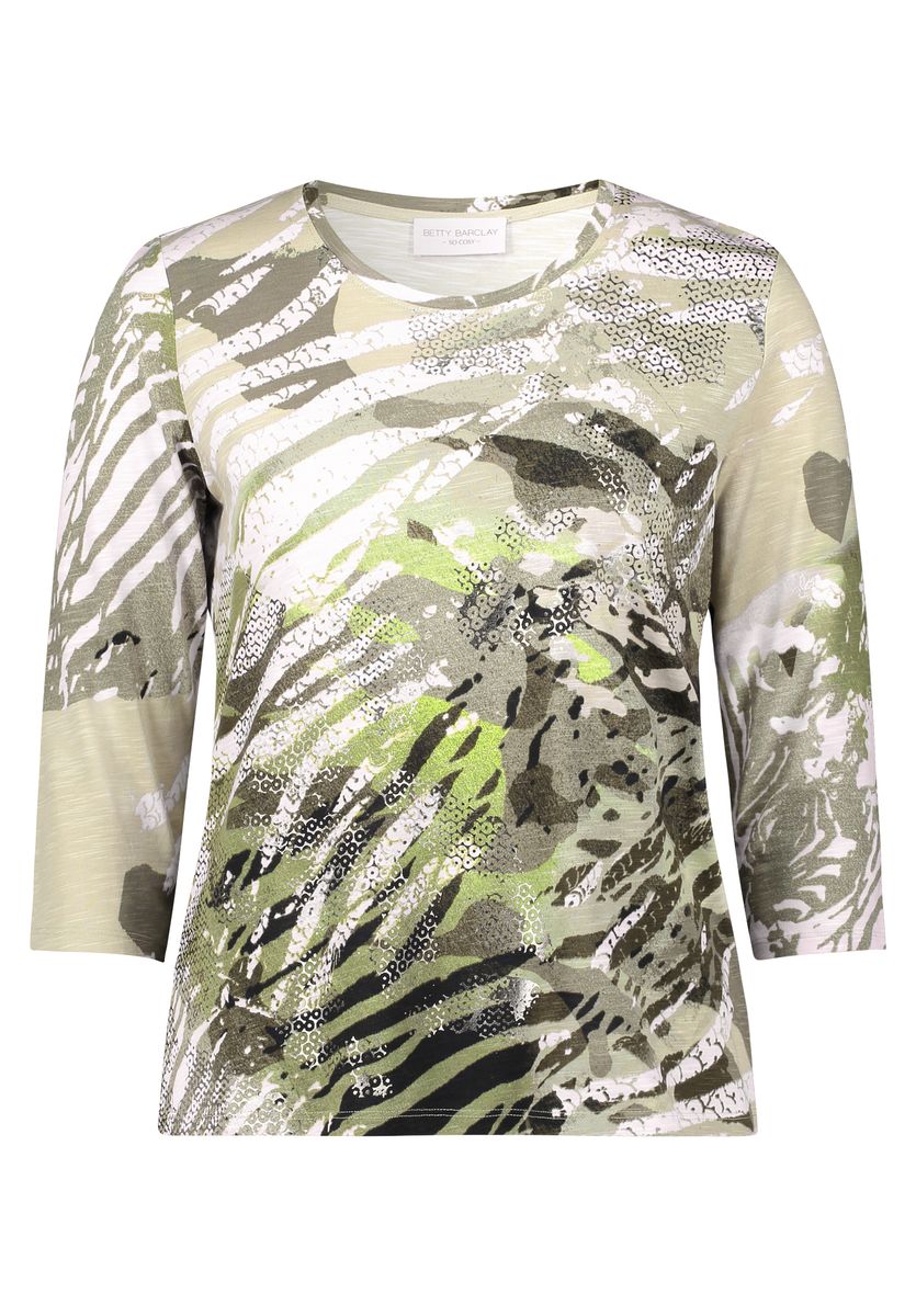 Bedrucktes Shirt mit Dreiviertelarm
