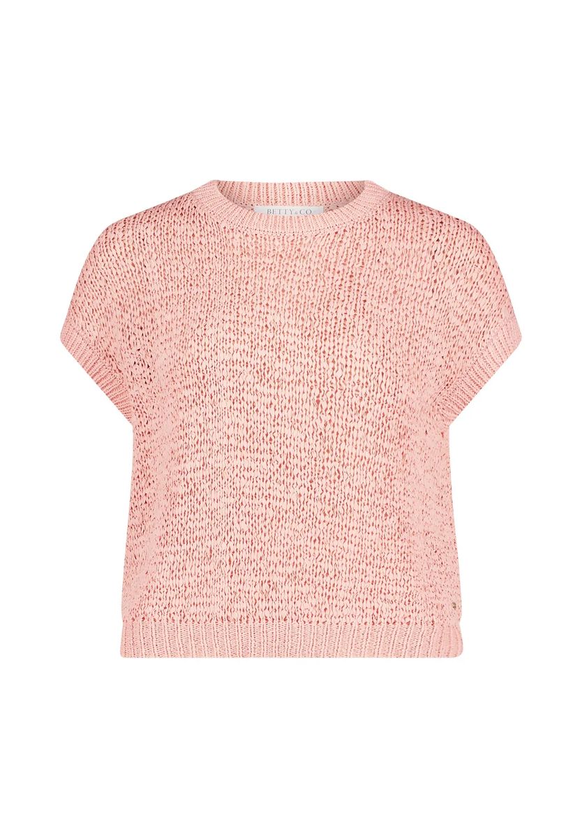 Texturierter Kurzarm-Strickpullover