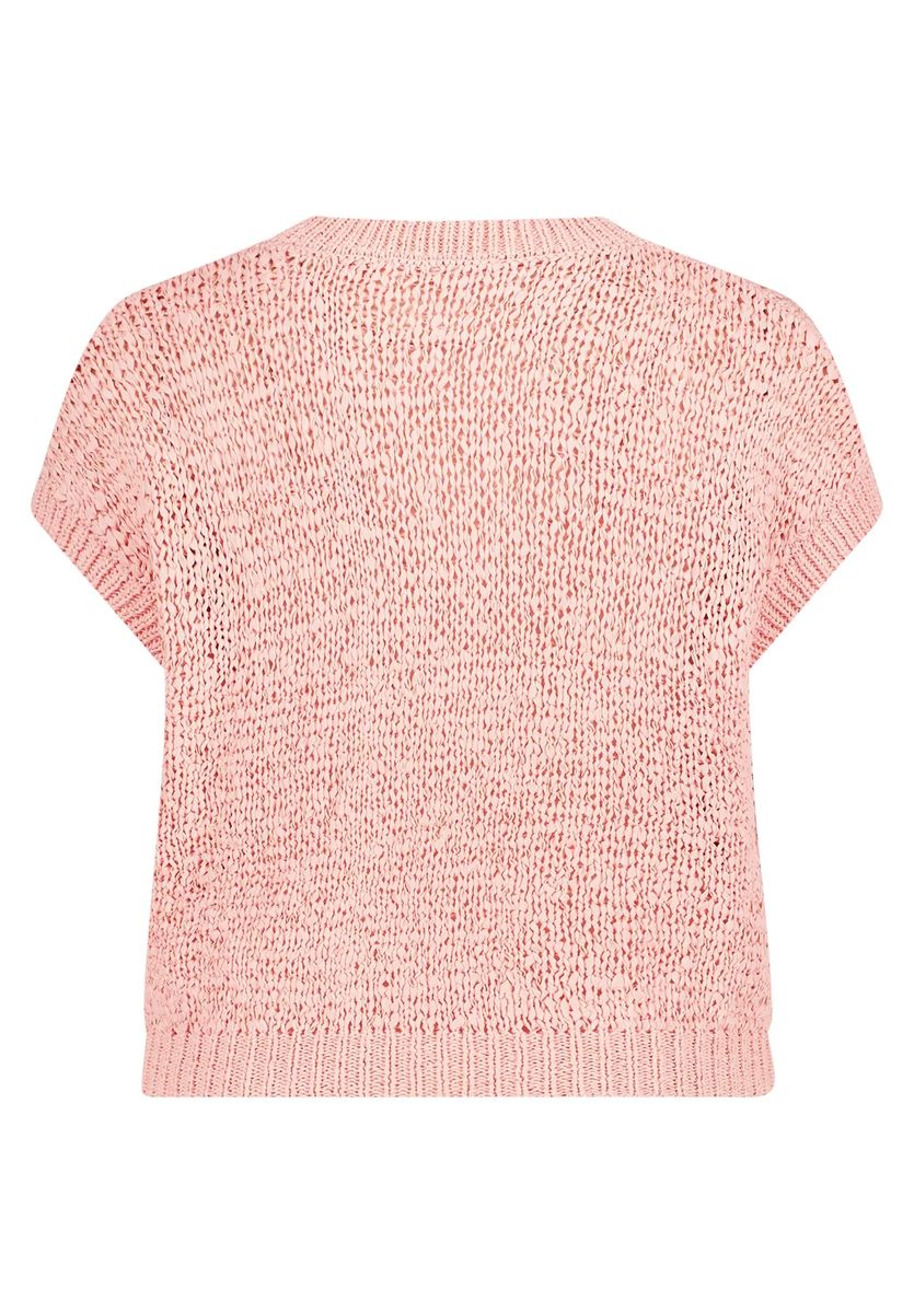 Texturierter Kurzarm-Strickpullover