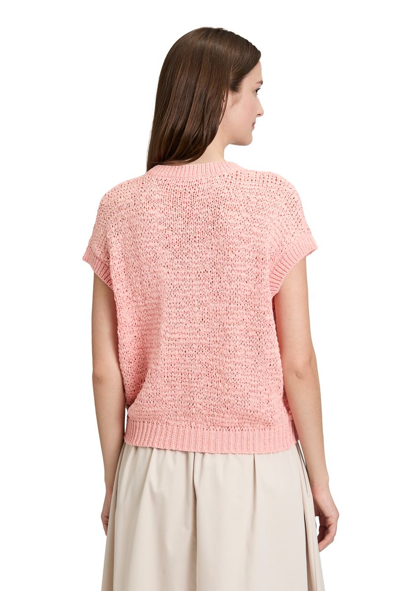 Texturierter Kurzarm-Strickpullover