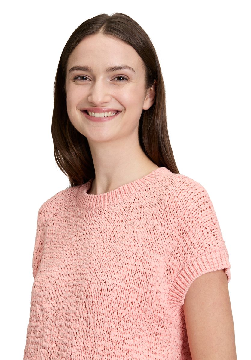 Texturierter Kurzarm-Strickpullover