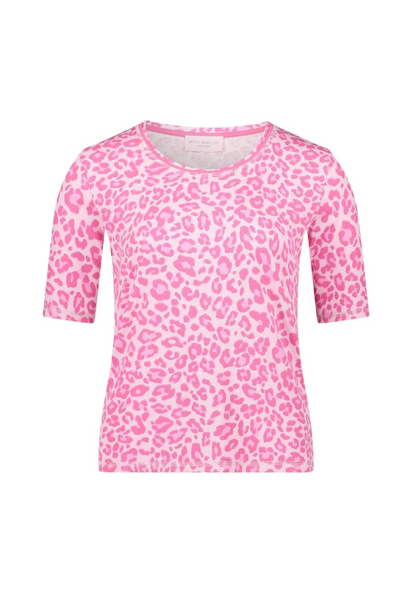 Geripptes Shirt mit Animal-Print
