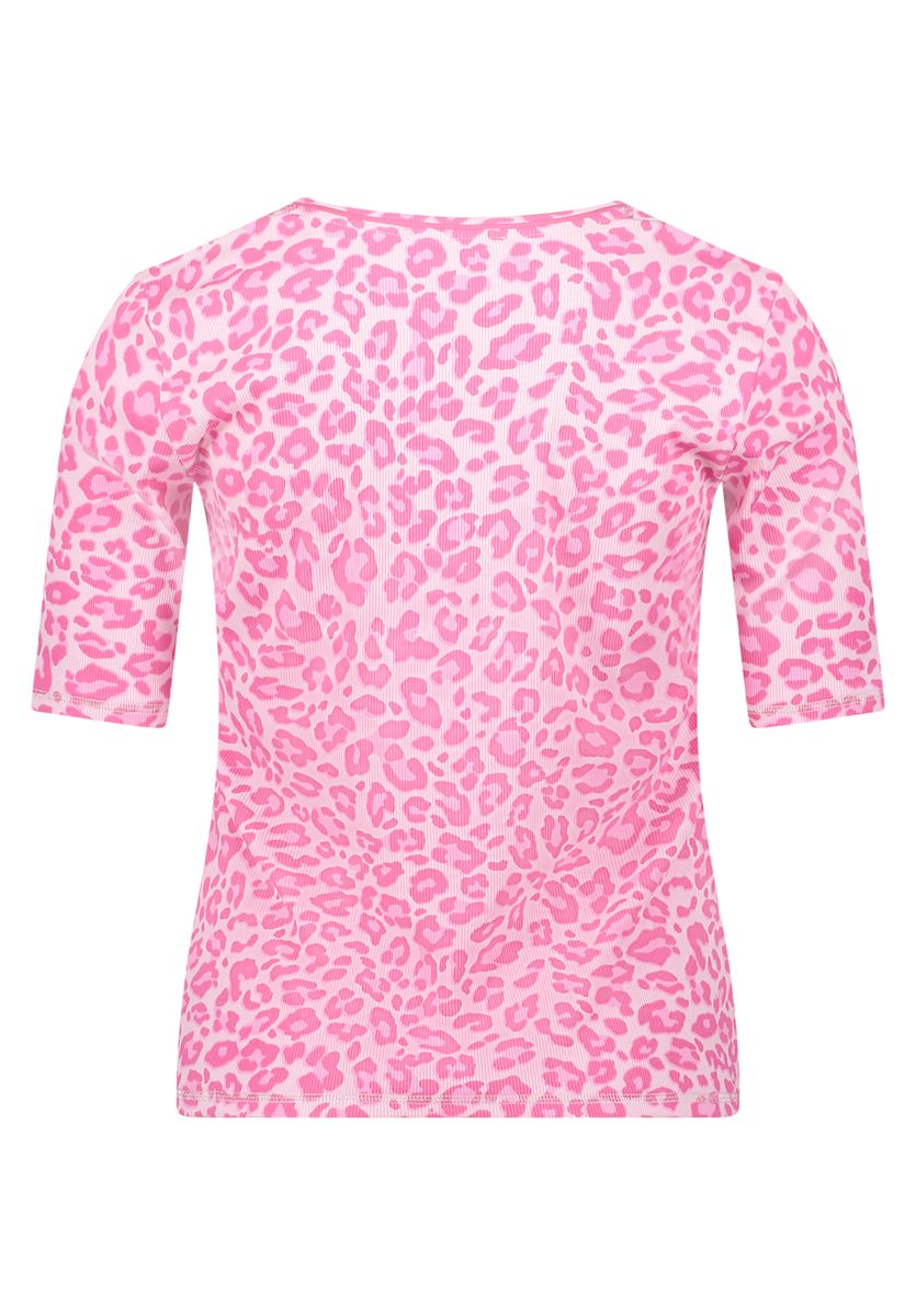 Geripptes Shirt mit Animal-Print