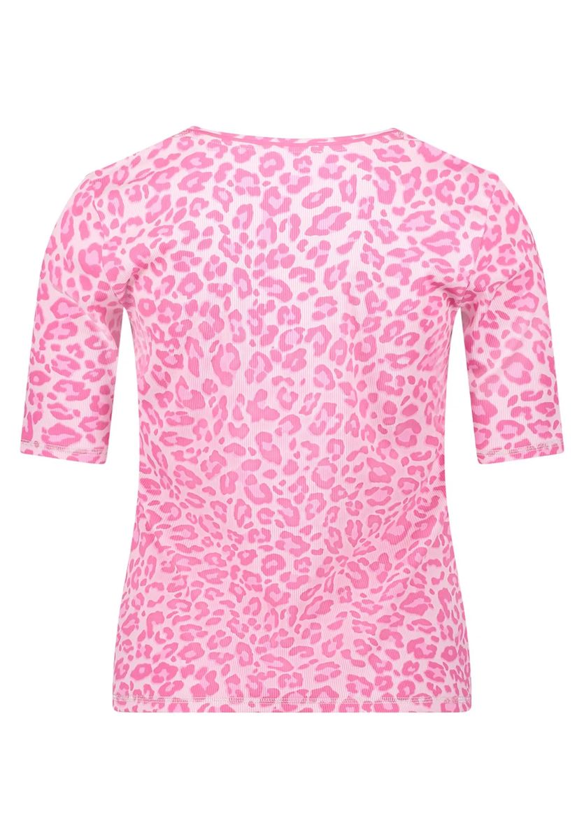 Geripptes Shirt mit Animal-Print