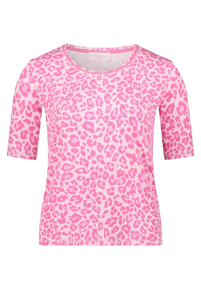 Geripptes Shirt mit Animal-Print