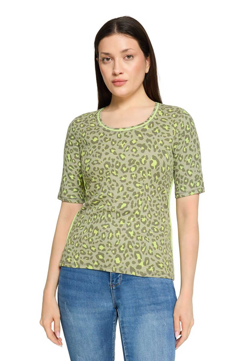 Geripptes Shirt mit Animal-Print