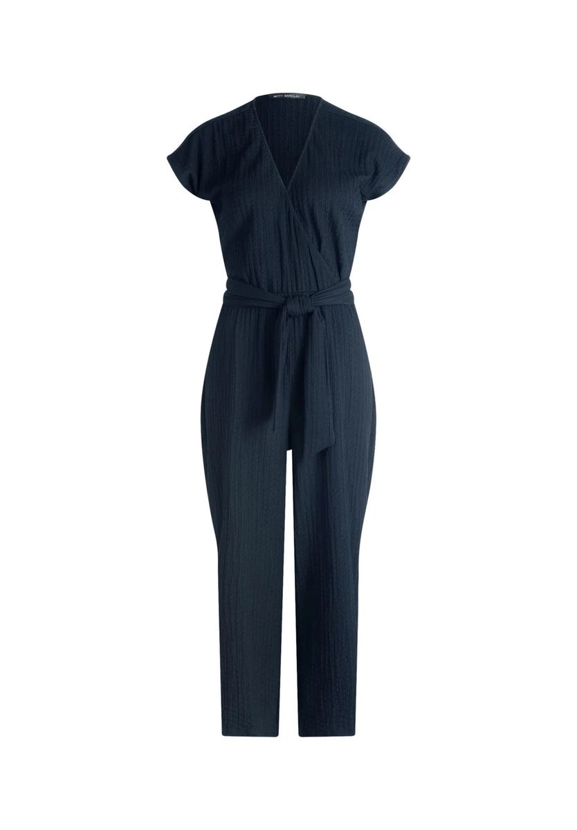 Strukturierter Jumpsuit mit Wickeloptik