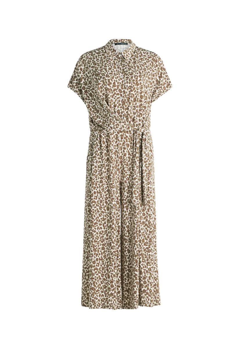Jumpsuit mit Leopardenprint und Hemdkragen