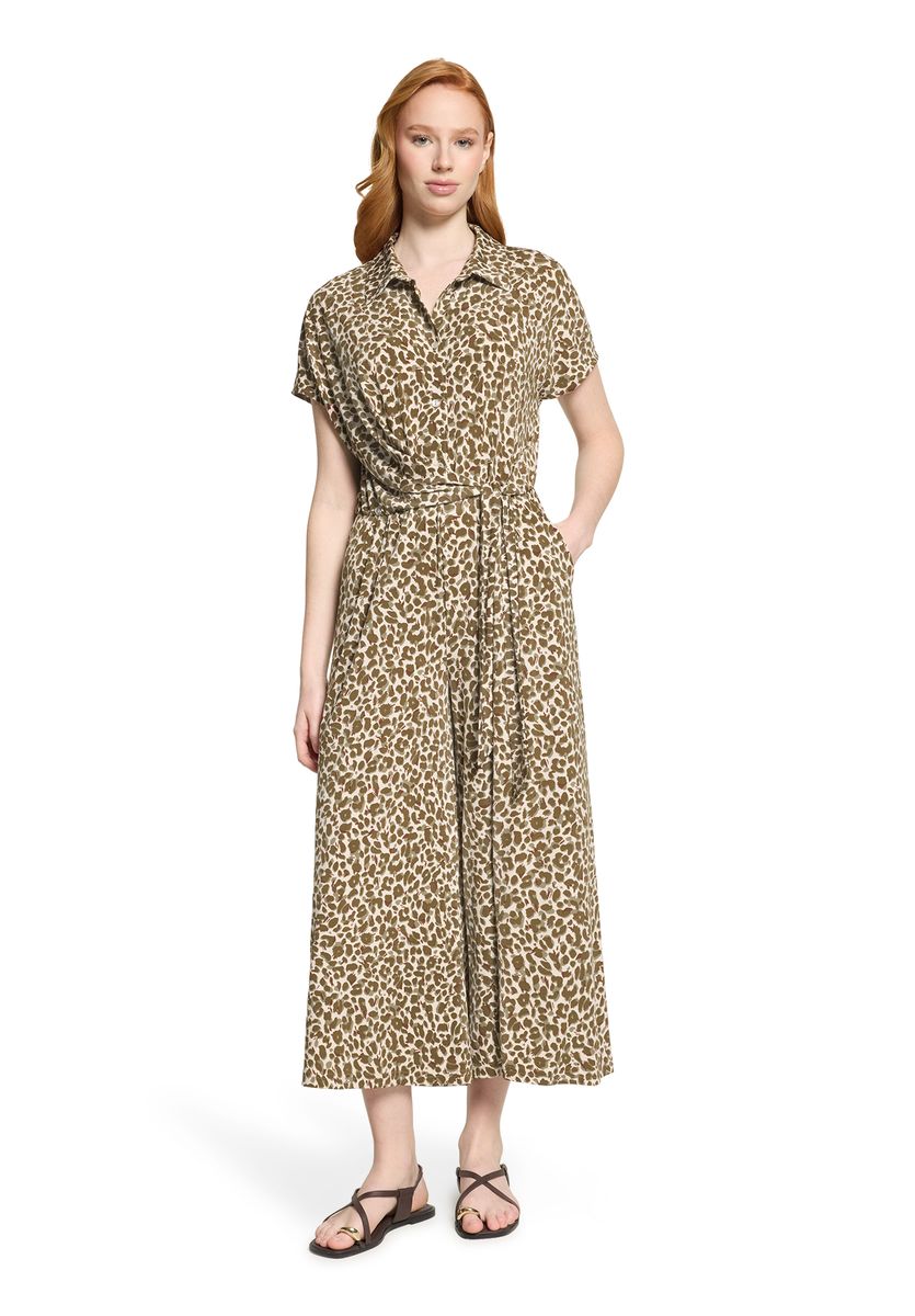 Jumpsuit mit Leopardenprint und Hemdkragen