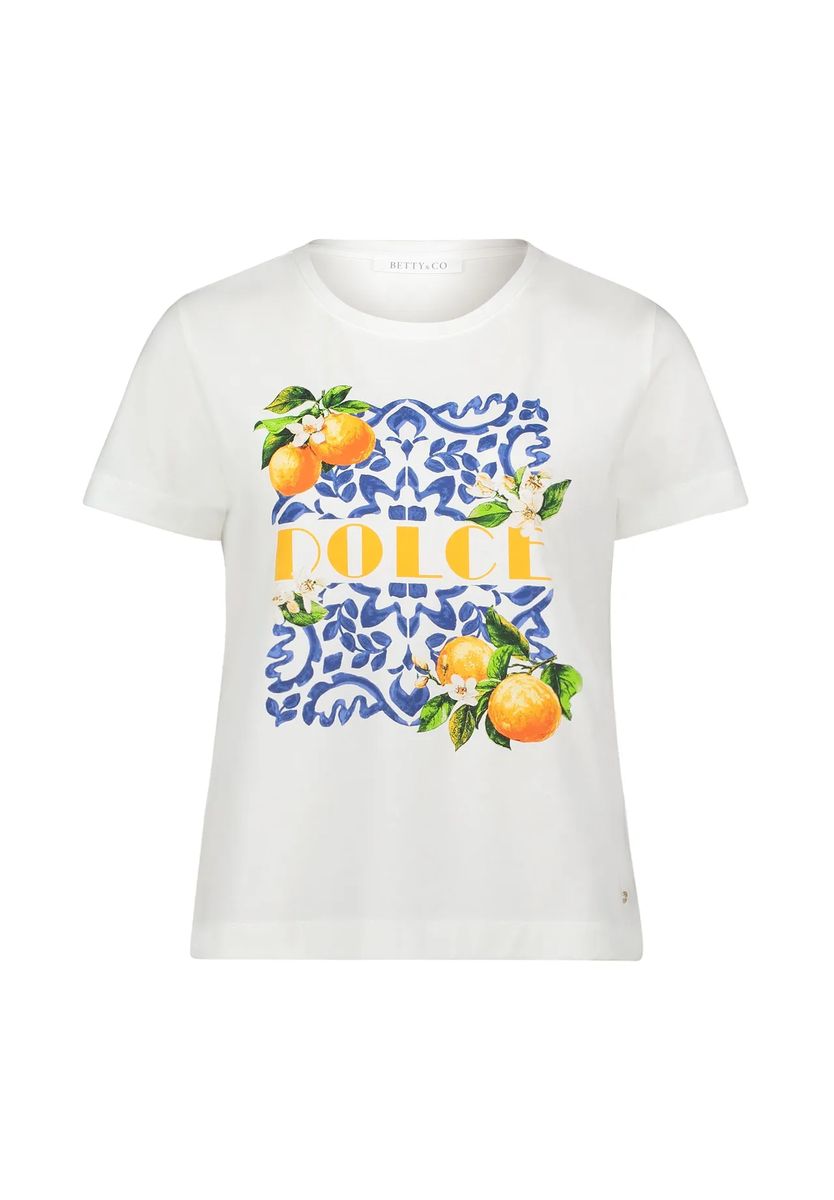 T-Shirt mit mediterranem Zitrus-Kachel-Print