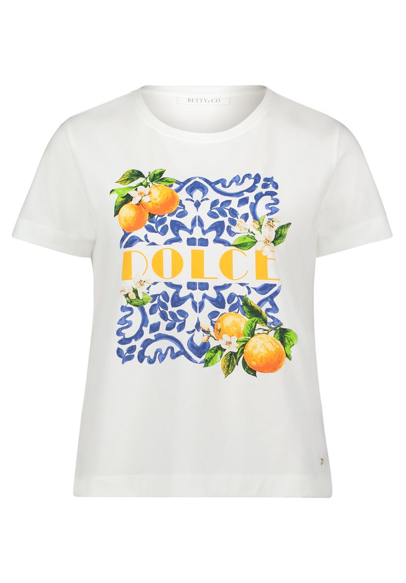 T-Shirt mit mediterranem Zitrus-Kachel-Print