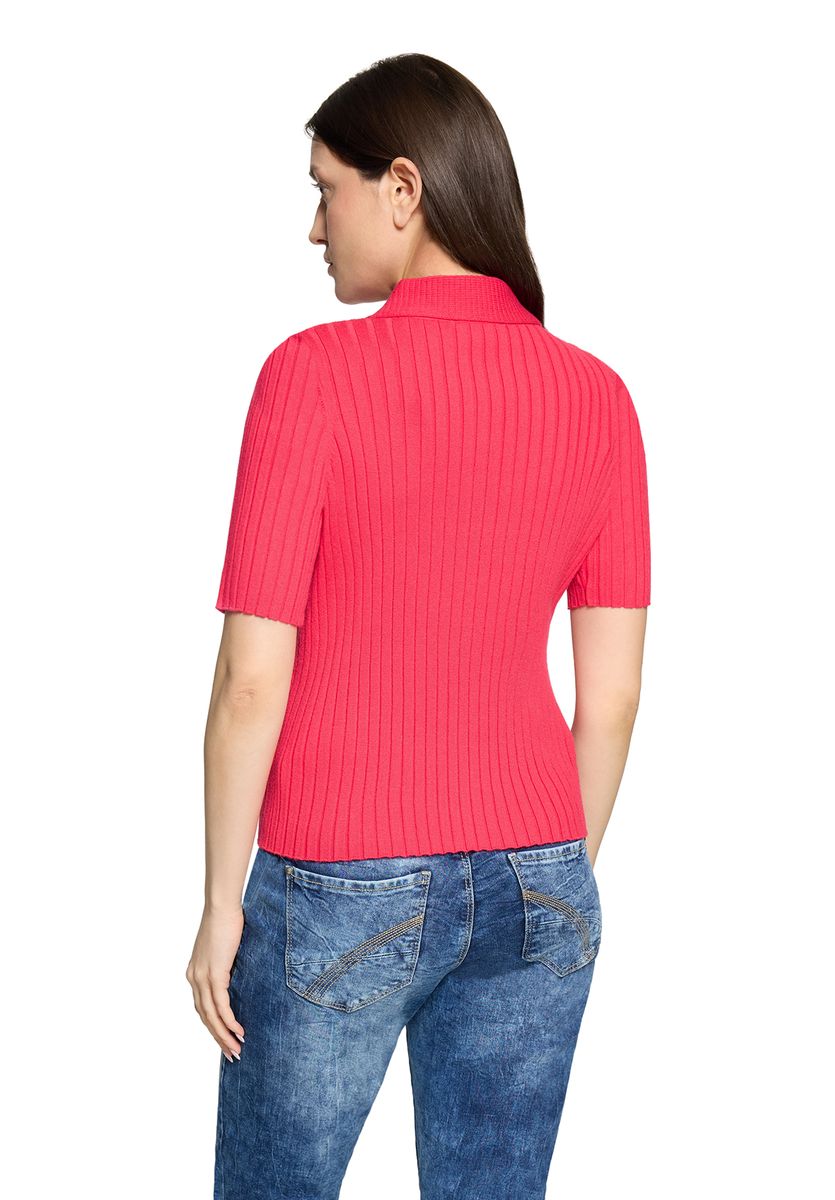 Rippstrick-Polo-Pullover