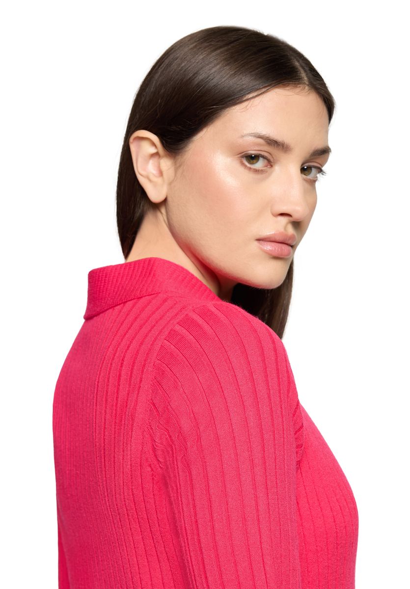 Rippstrick-Polo-Pullover