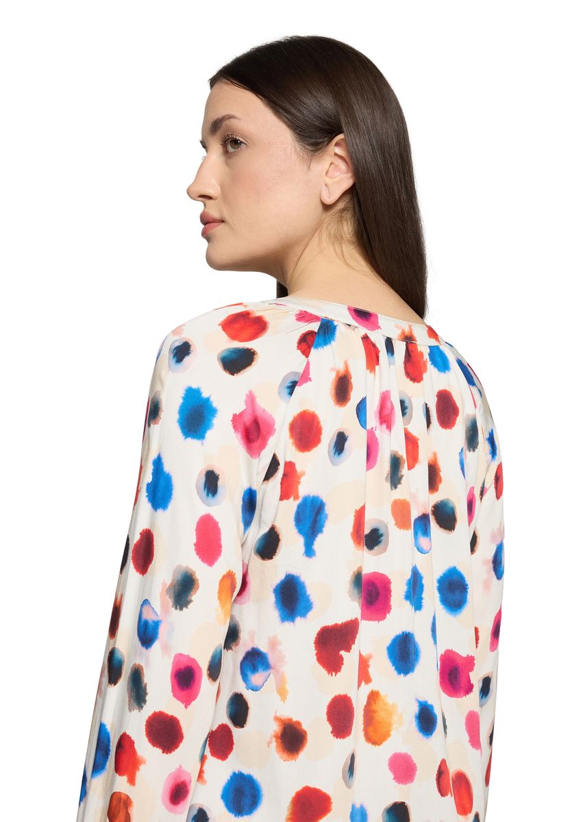 Bluse mit Aquarell-Punktemuster und Raglanärmeln