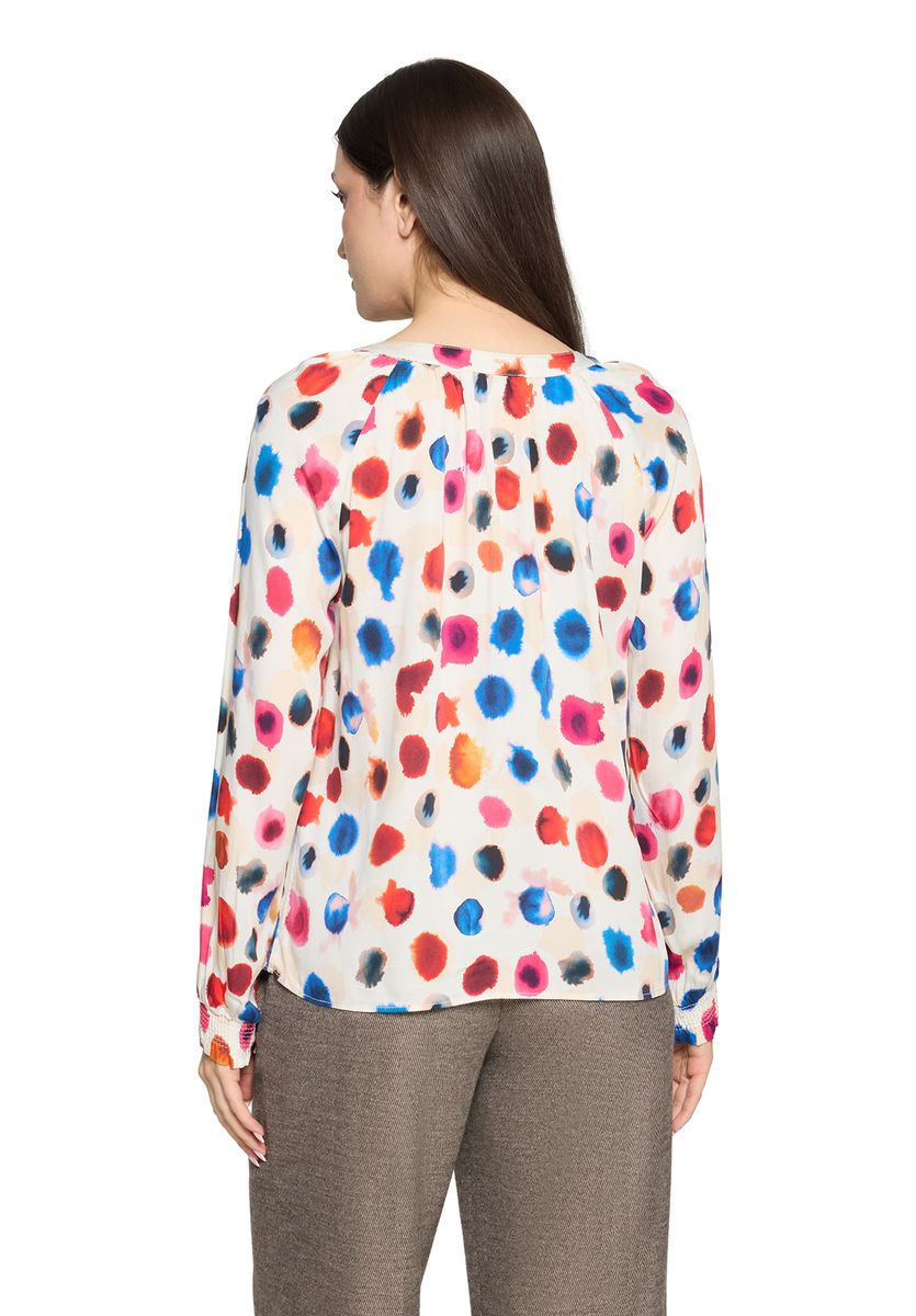 Bluse mit Aquarell-Punktemuster und Raglanärmeln